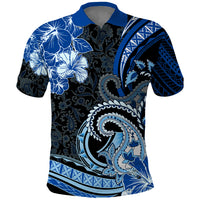 Polynesia Paisley Polo Shirt Mix Blue Polynesian Pattern LT05 Blue - Polynesian Pride