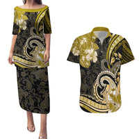 Polynesia Paisley Couples Matching Puletasi and Hawaiian Shirt Mix Gold Polynesian Pattern LT05 Gold - Polynesian Pride