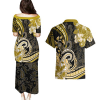 Polynesia Paisley Couples Matching Puletasi and Hawaiian Shirt Mix Gold Polynesian Pattern LT05 - Polynesian Pride