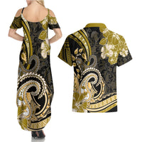 Polynesia Paisley Couples Matching Summer Maxi Dress and Hawaiian Shirt Mix Gold Polynesian Pattern LT05 - Polynesian Pride