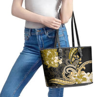 Polynesia Paisley Leather Tote Bag Mix Gold Polynesian Pattern LT05 - Polynesian Pride