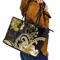 Polynesia Paisley Leather Tote Bag Mix Gold Polynesian Pattern LT05 - Polynesian Pride
