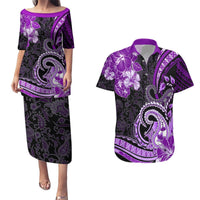Polynesia Paisley Couples Matching Puletasi and Hawaiian Shirt Mix Purple Polynesian Pattern LT05 Purple - Polynesian Pride