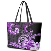 Polynesia Paisley Leather Tote Bag Mix Purple Polynesian Pattern LT05 - Polynesian Pride