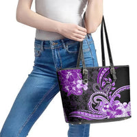 Polynesia Paisley Leather Tote Bag Mix Purple Polynesian Pattern LT05 - Polynesian Pride
