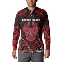 Personalised Easter Island Button Sweatshirt Polynesian Pattern Emblem LT05 - Polynesian Pride