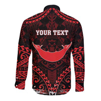Personalised Easter Island Long Sleeve Button Shirt Polynesian Pattern Emblem LT05 - Polynesian Pride
