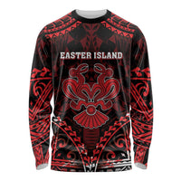 Personalised Easter Island Long Sleeve Shirt Polynesian Pattern Emblem LT05 Unisex Black - Polynesian Pride