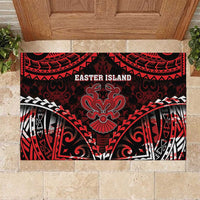 Easter Island Rubber Doormat Polynesian Pattern Emblem LT05 Black - Polynesian Pride