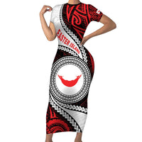 Easter Island Family Matching Short Sleeve Bodycon Dress and Hawaiian Shirt Moai Statues Polynesian Style