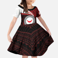 Easter Island Kid Short Sleeve Dress Moai Statues Polynesian Style LT05 KID Red - Polynesian Pride