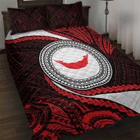 Easter Island Quilt Bed Set Moai Statues Polynesian Style LT05 Red - Polynesian Pride