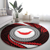 Easter Island Round Carpet Moai Statues Polynesian Style