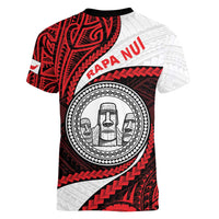 Easter Island Women V-Neck T-Shirt Moai Statues Polynesian Style LT05 - Polynesian Pride