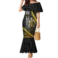 Hawaii Kuhio The Citizen Prince Family Matching Mermaid Dress and Hawaiian Shirt Gold Polynesian Tribal Tattoo
