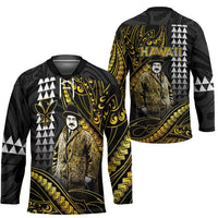 Hawaii Kuhio The Citizen Prince Hockey Jersey Gold Polynesian Tribal Tattoo LT05 - Polynesian Pride