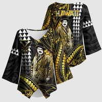 Hawaii Kuhio The Citizen Prince Kimono Sleeve Blouse Gold Polynesian Tribal Tattoo LT05 - Polynesian Pride