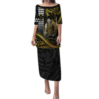 Hawaii Kuhio The Citizen Prince Puletasi Gold Polynesian Tribal Tattoo LT05 Long Dress Gold - Polynesian Pride