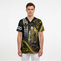 Hawaii Kuhio The Citizen Prince Scrub Top Gold Polynesian Tribal Tattoo LT05 - Polynesian Pride