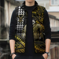 Hawaii Kuhio The Citizen Prince Sleeveless Puffer Jacket Gold Polynesian Tribal Tattoo