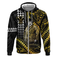 Hawaii Kuhio The Citizen Prince Zip Hoodie Gold Polynesian Tribal Tattoo LT05 Zip Hoodie Gold - Polynesian Pride