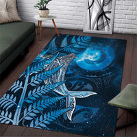 New Zealand Matariki Area Rug Maori Koru With Humpback Whale Blue
