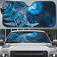 New Zealand Matariki Auto Sun Shade Maori Koru With Humpback Whale Blue LT05 Blue - Polynesian Pride