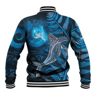 New Zealand Matariki Baseball Jacket Maori Koru With Humpback Whale Blue LT05 - Polynesian Pride