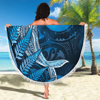 New Zealand Matariki Beach Blanket Maori Koru With Humpback Whale Blue LT05 - Polynesian Pride