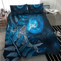 New Zealand Matariki Bedding Set Maori Koru With Humpback Whale Blue LT05 - Polynesian Pride