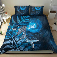 New Zealand Matariki Bedding Set Maori Koru With Humpback Whale Blue LT05 - Polynesian Pride