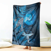 New Zealand Matariki Blanket Maori Koru With Humpback Whale Blue LT05 - Polynesian Pride