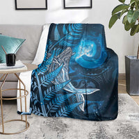 New Zealand Matariki Blanket Maori Koru With Humpback Whale Blue LT05 - Polynesian Pride