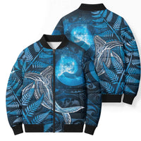 New Zealand Matariki Bomber Puffer Jacket Maori Koru With Humpback Whale Blue LT05 - Polynesian Pride
