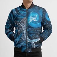 New Zealand Matariki Bomber Puffer Jacket Maori Koru With Humpback Whale Blue LT05 - Polynesian Pride