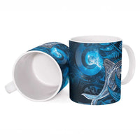 New Zealand Matariki Ceramic Mug Maori Koru With Humpback Whale Blue LT05 - Polynesian Pride