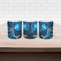 New Zealand Matariki Ceramic Mug Maori Koru With Humpback Whale Blue LT05 - Polynesian Pride