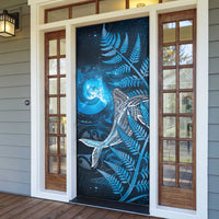 New Zealand Matariki Door Cover Maori Koru With Humpback Whale Blue