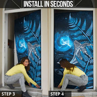 New Zealand Matariki Door Cover Maori Koru With Humpback Whale Blue