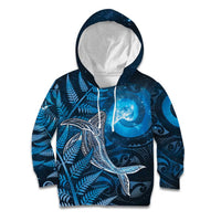 New Zealand Matariki Kid Hoodie Maori Koru With Humpback Whale Blue LT05 Hoodie Blue - Polynesian Pride