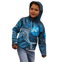 New Zealand Matariki Kid Hoodie Maori Koru With Humpback Whale Blue LT05 - Polynesian Pride
