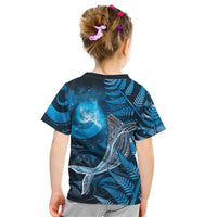 New Zealand Matariki Kid T Shirt Maori Koru With Humpback Whale Blue LT05 - Polynesian Pride