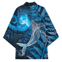 New Zealand Matariki Kimono Maori Koru With Humpback Whale Blue LT05 - Polynesian Pride