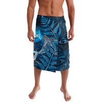 New Zealand Matariki Lavalava Maori Koru With Humpback Whale Blue LT05 Blue - Polynesian Pride
