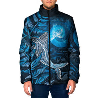 New Zealand Matariki Padded Jacket Maori Koru With Humpback Whale Blue LT05 Men Blue - Polynesian Pride