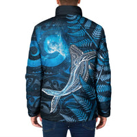 New Zealand Matariki Padded Jacket Maori Koru With Humpback Whale Blue LT05 - Polynesian Pride