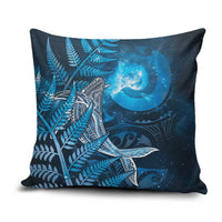 New Zealand Matariki Pillow Cover Maori Koru With Humpback Whale Blue LT05 Blue - Polynesian Pride