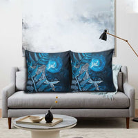 New Zealand Matariki Pillow Cover Maori Koru With Humpback Whale Blue LT05 - Polynesian Pride