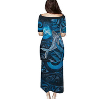 New Zealand Matariki Puletasi Maori Koru With Humpback Whale Blue LT05 - Polynesian Pride