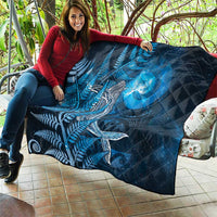 New Zealand Matariki Quilt Maori Koru With Humpback Whale Blue LT05 - Polynesian Pride